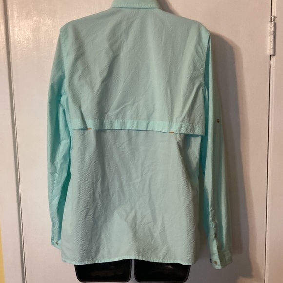 Orvis Women’s Teal and White Fishing Boating Long Sleeve Open Air Caster Shirt - Picture 4 of 6